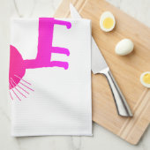 Serviette de thé en chat rose (Quart Plié)
