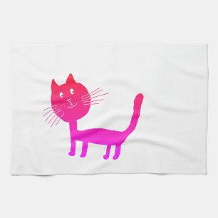 Serviette de thé en chat rose