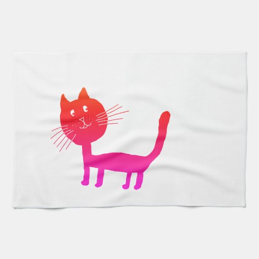 Serviette de thé en chat rose (Horizontal)