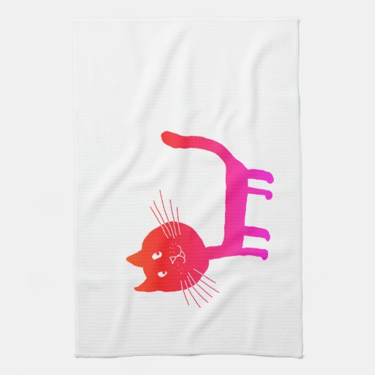 Serviette de thé en chat rose (Vertical)