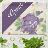 Serviette de thé en coton fleuri violet (Plié)