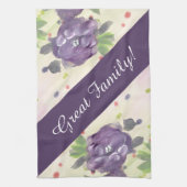 Serviette de thé en coton fleuri violet (Vertical)
