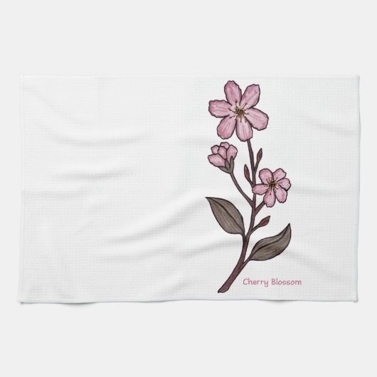 Serviette de thé en fleurs de cerise (Horizontal)