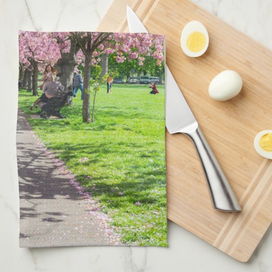 Serviette de thé en fleurs de cerisier (Quart Plié)