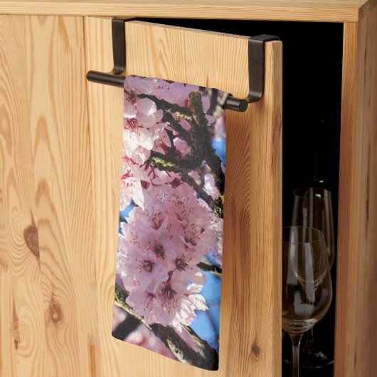 Serviette de thé en fleurs de cerisier rose (Pliage en tiers)