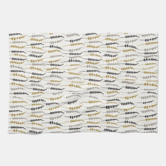 Serviette de thé en papier fermier; or, gris, ivoi (Horizontal)