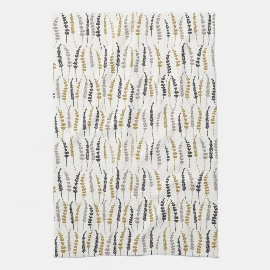 Serviette de thé en papier fermier; or, gris, ivoi (Vertical)