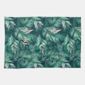 Serviette de thé en rose et vert Feuille tropical (Horizontal)