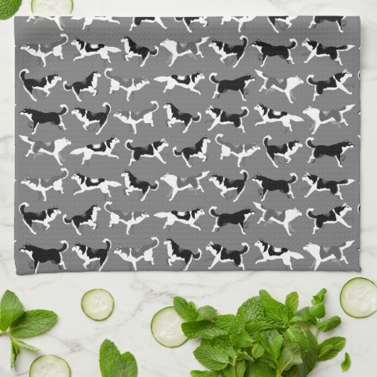 Serviette de thé enrouée de Malamute de serviette (Plié)