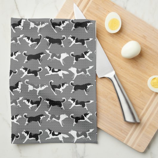 Serviette de thé enrouée de Malamute de serviette (Quart Plié)