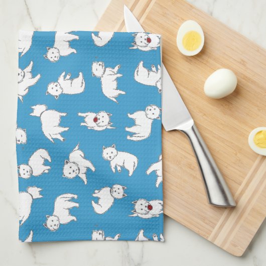 Serviette de thé espiègle de Westies (Quart Plié)