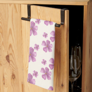 Serviette de thé Fleur d'eau violine élégante