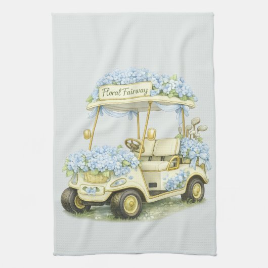 Serviette de thé Floral Fairway Hydrangea Golf Car (Vertical)