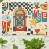 Serviette de thé géométrique abstraite de diner ré (Plié)