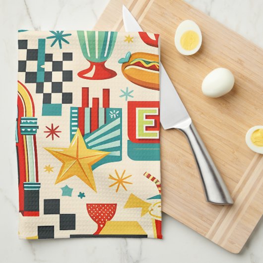 Serviette de thé géométrique abstraite de diner ré (Quart Plié)