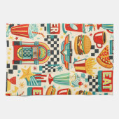Serviette de thé géométrique abstraite de diner ré (Horizontal)