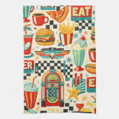 Serviette de thé géométrique abstraite de diner ré (Vertical)