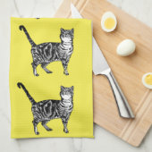 Serviette de thé jaune Tabby Cat (Quart Plié)
