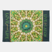 Serviette de thé Mandala orientale bohème verte (Horizontal)