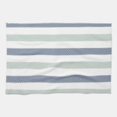 Serviette de thé marine et sage Green Herringbone (Horizontal)