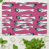 Serviette de thé Motif de poisson gras - Pop Art K (Plié)