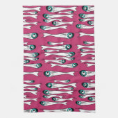 Serviette de thé Motif de poisson gras - Pop Art K (Vertical)
