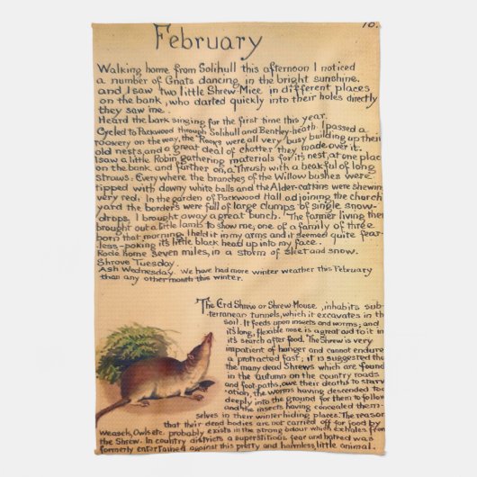 Serviette de thé Nature Notes février par Edith Ho (Vertical)