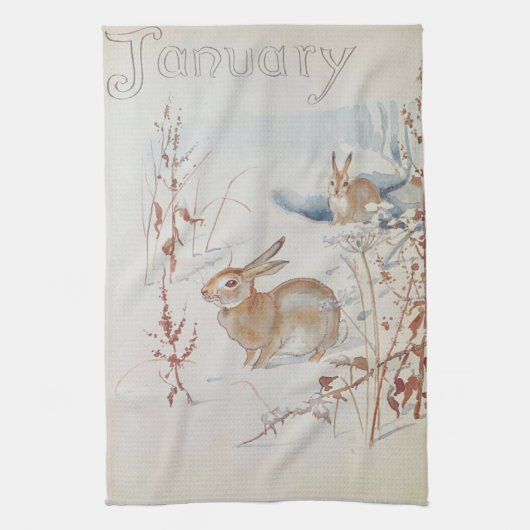 Serviette de thé Nature Notes, janvier par Edith H (Vertical)