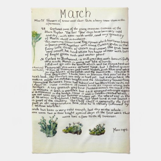 Serviette de thé Nature Notes Mars par Edith Holde (Vertical)