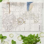 Serviette de thé nautique de carte de baleine et (Plié)