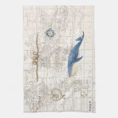 Serviette de thé nautique de carte de baleine et (Vertical)