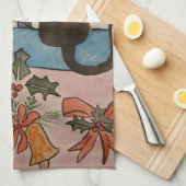 Serviette de thé Noir Chat Noël (Quart Plié)