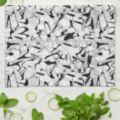 Serviette de thé noir et blanc en mouvement (Plié)