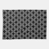 Serviette de thé noire et blanche de Quatrefoil (Horizontal)