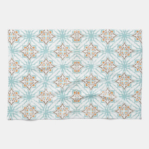 Serviette de thé ou de cuisine bleu glacé et marro