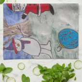 Serviette de thé père Noël & Snowmen (Plié)