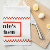 Serviette de thé personnalisée en noir et rouge su (Quart Plié)