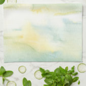 Serviette de thé pour aquarelle verte et jaune de (Plié)