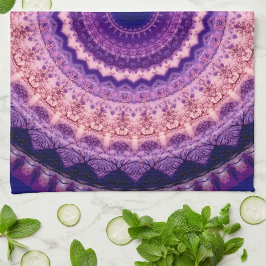 Serviette de thé pourpre de cuisine de mandala de (Plié)