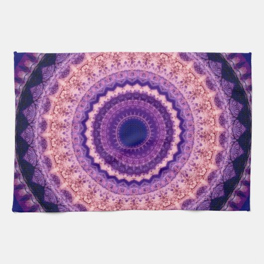 Serviette de thé pourpre de cuisine de mandala de (Horizontal)