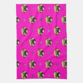 Serviette de thé Pug rose choquant (Vertical)