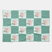 Serviette de thé Rose vert À damiers de style vint (Horizontal)