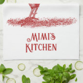 Serviette de thé rouge Rooster Nom personnalisable (Plié)