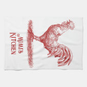 Serviette de thé rouge Rooster Nom personnalisable (Horizontal)