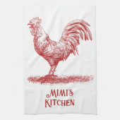 Serviette de thé rouge Rooster Nom personnalisable (Vertical)