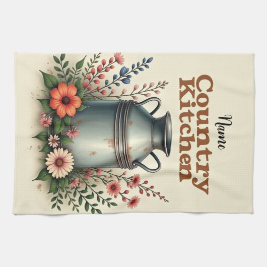 Serviette de thé rustique à base de lait et de fle (Horizontal)
