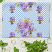 Serviette de thé Shabby Chic Blue Pansy Floral (Plié)