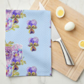 Serviette de thé Shabby Chic Blue Pansy Floral Dot (Quart Plié)