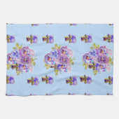 Serviette de thé Shabby Chic Blue Pansy Floral Dot (Horizontal)