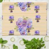 Serviette de thé Shabby Chic Jaune Pansy Floral (Plié)
